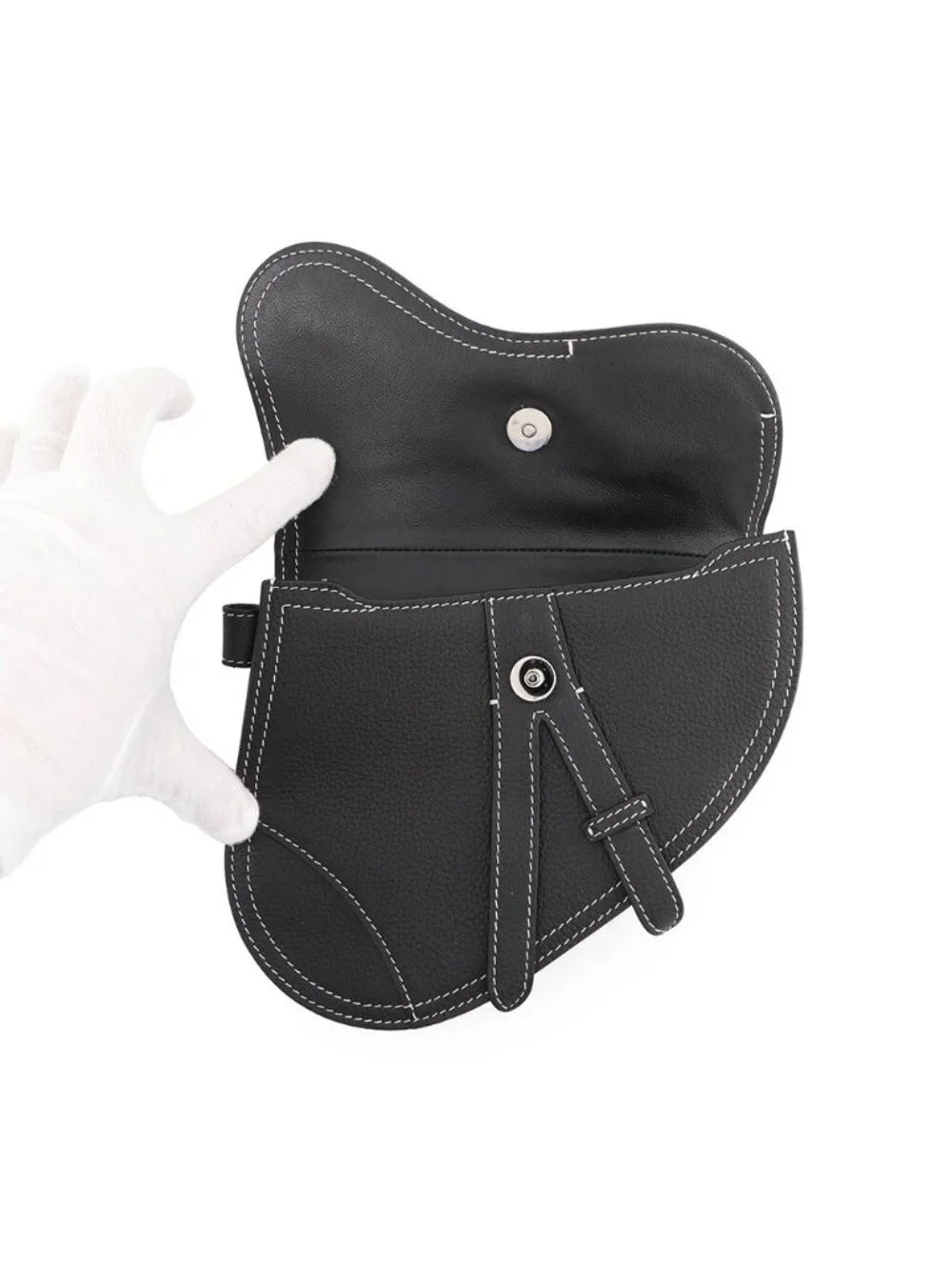 Dior Clutch Kaws Collaboration Saddle Bag Leather Black